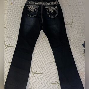 Cato Black Boot Cut Jeans with Embellished Pockets